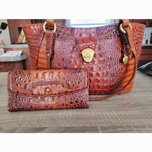 Brown Snakeskin crocodile Brahmin Tote